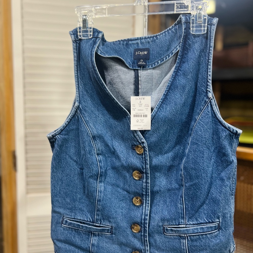 J.Crew Classic Blue Denim Vest NWT